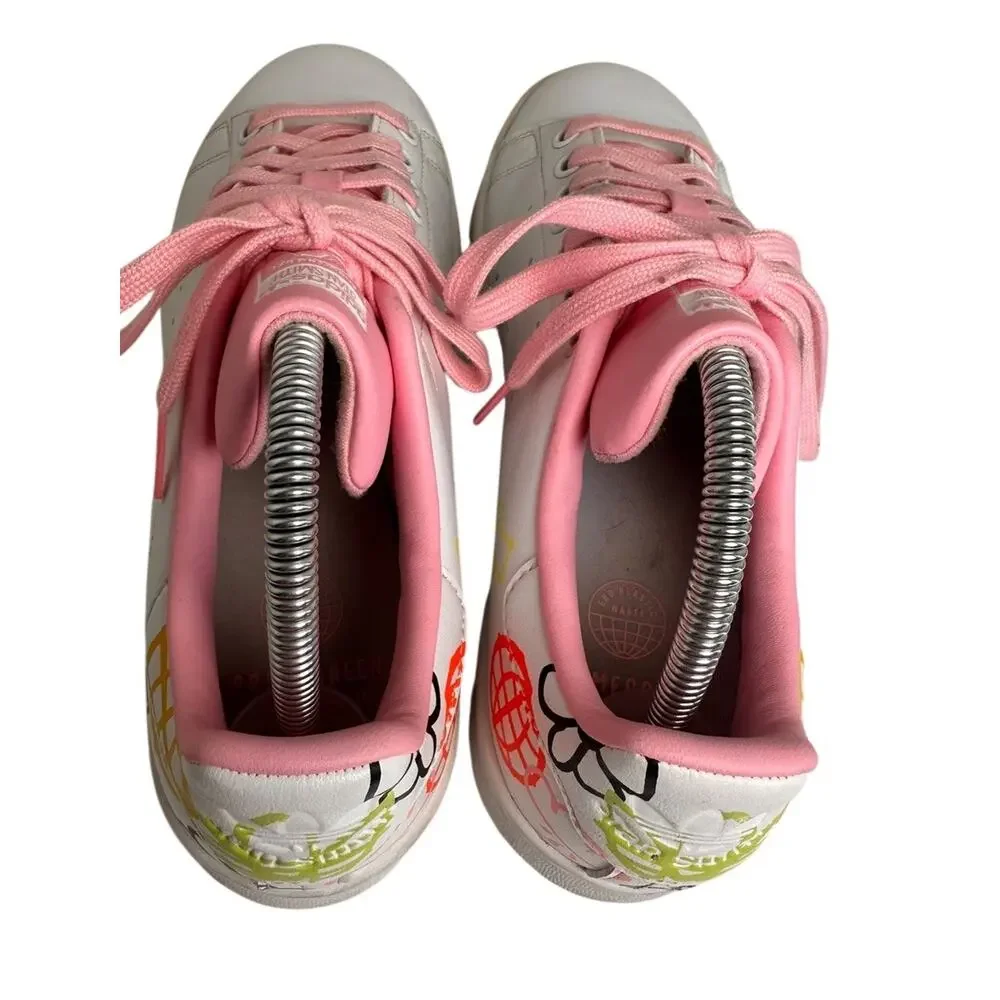 Adidas‎ Stan Smith FX5680 Doodle Graphic Leather Sneakers Pink White 8.5